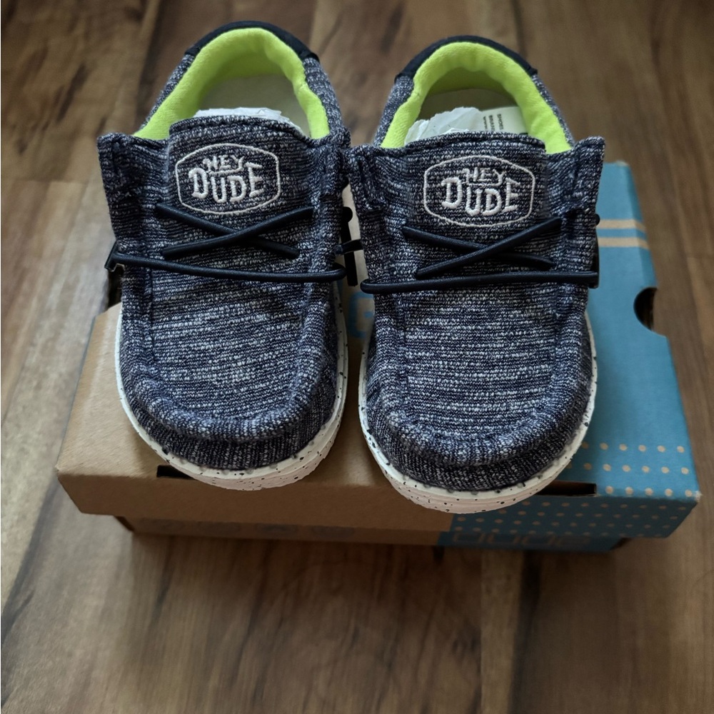 Hey Dude Kids' Charcoal Sneakers with Neon Accents